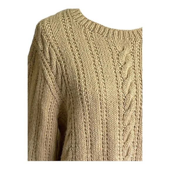 Vintage Hand Made Cable Knit Fisherman Sweater Crewneck Womens L/XL - Picture 2 of 10